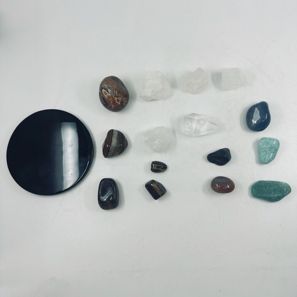 Mixed Polished Stone & Crystal Collection Lot - 16 Piece Tumbled Minerals